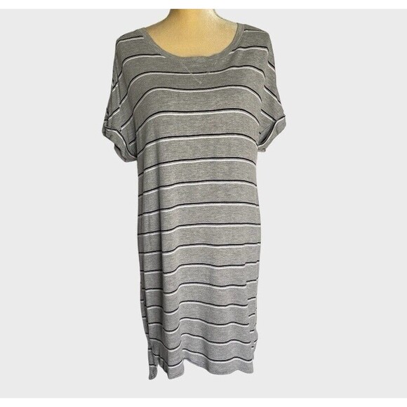ALFANI Women's Ultra Soft Striped Nightgown Medium Heather Gray Pajama PJs - Picture 12 of 16